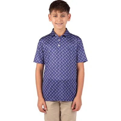 Tailorbyrd Kids' Sailing Anchors Performance Polo In Blue