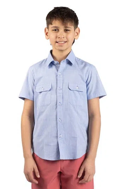 Tailorbyrd Kids' Signature Chambray Button-up Shirt In Blue