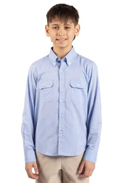 Tailorbyrd Kids' Signature Cotton Chambray Button-down Shirt In Blue