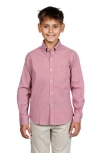 Tailorbyrd Kids' Signature Gingham Print Button-up Shirt In Pink