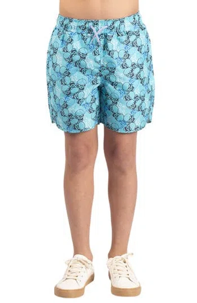 Tailorbyrd Kids' Skull Print Swim Trunks In Multi
