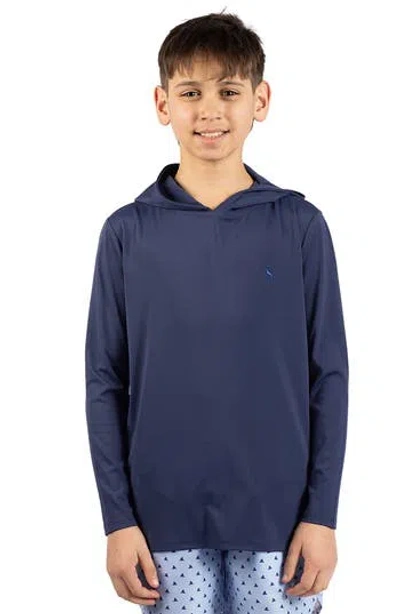 Tailorbyrd Kids' Spf 30+ Long Sleeve Hooded Rashguard In Blue