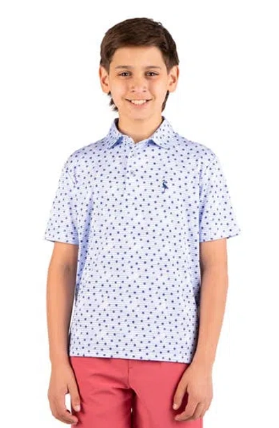 Tailorbyrd Kids' Star Print Performance Polo In Blue