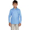 Tailorbyrd Kids' Stripe Print Long Sleeve Performance Polo In Blue