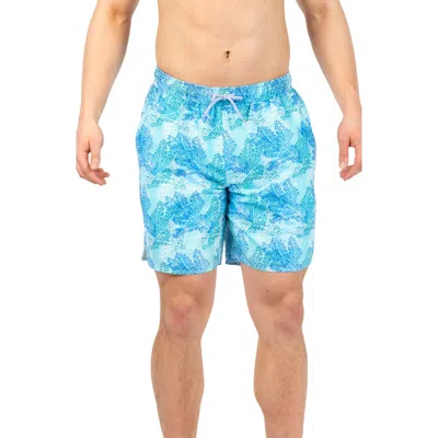 Tailorbyrd Leaves Print Swim Trunks In Blue