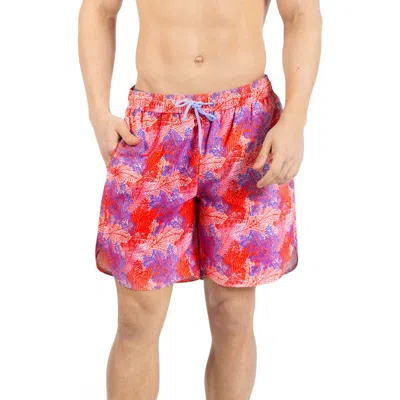 Tailorbyrd Leaves Print Swim Trunks In Orange