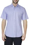Tailorbyrd Mini Geo Knit Short Sleeve Shirt In Purple