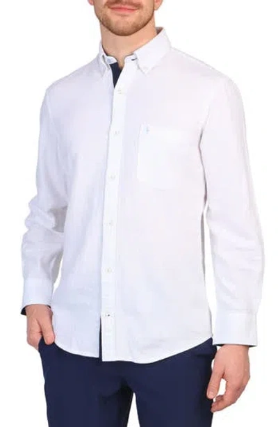 Tailorbyrd Linen Blend Button-down Shirt In White