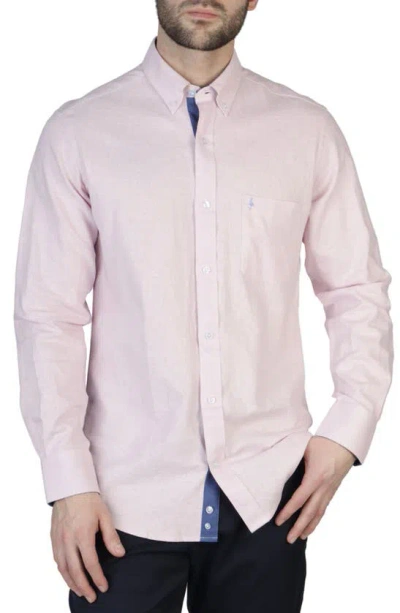 Tailorbyrd Linen Blend Shirt In Blush Pink
