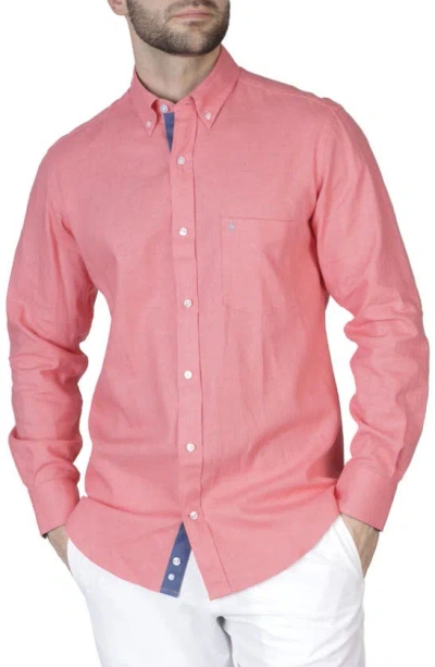Tailorbyrd Linen Blend Shirt In Coral