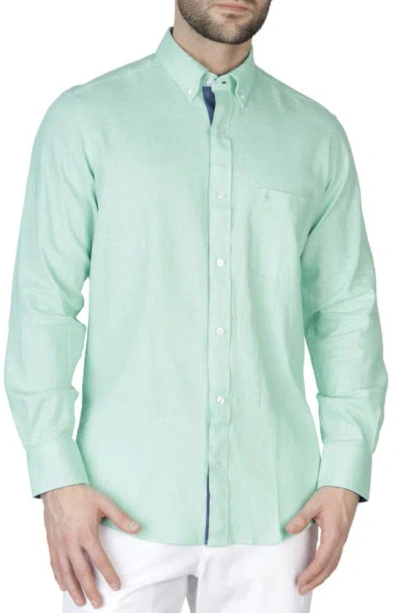 Tailorbyrd Linen Blend Shirt In Fresh Mint