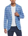 Tailorbyrd Linen-blend Windowpane Sportcoat In Blue