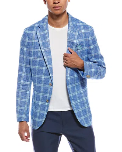 Tailorbyrd Linen-blend Windowpane Sportcoat In Blue