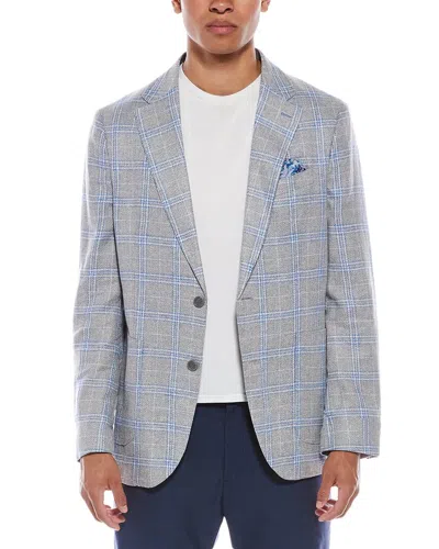 Tailorbyrd Linen-blend Windowpane Sportcoat In Blue