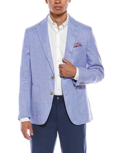 Tailorbyrd Linen-blend Windowpane Sportcoat In Blue
