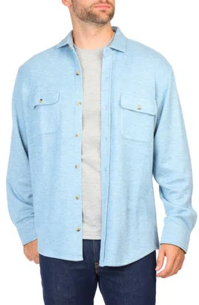 Tailorbyrd Long Sleeve Melange Solid Button Front Shirt In Aqua