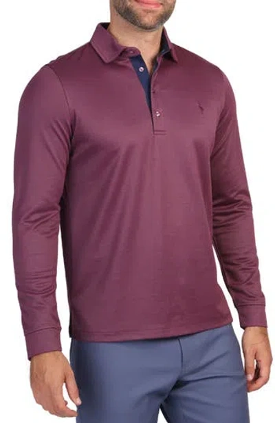 Tailorbyrd Long Sleeve Modal Polo In Aubergine