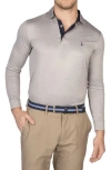 Tailorbyrd Long Sleeve Performance Knit Polo In Gray