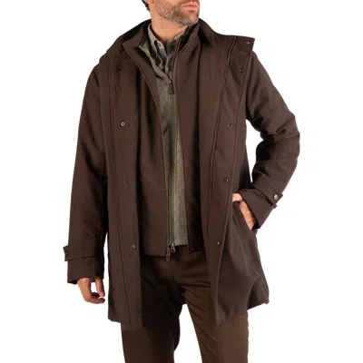 Tailorbyrd Lux Cashmere Touch Quilted Car Coat In Brown
