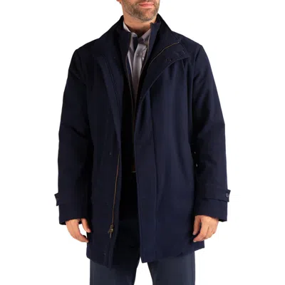 Tailorbyrd Lux Cashmere Touch Quilted Car Coat In Blue