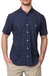 Tailorbyrd Lux Performance Short Sleeve Shirt In Navy
