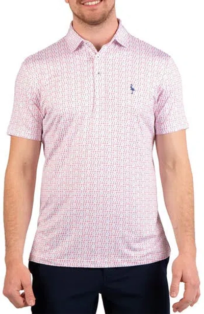 Tailorbyrd Martini Glass Print Performance Polo In Pink