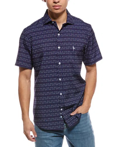 Tailorbyrd Martini Glasses Printed Performance Shirt In Blue