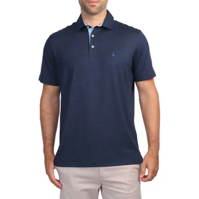 Tailorbyrd Mélange Mesh Performance Polo In Navy