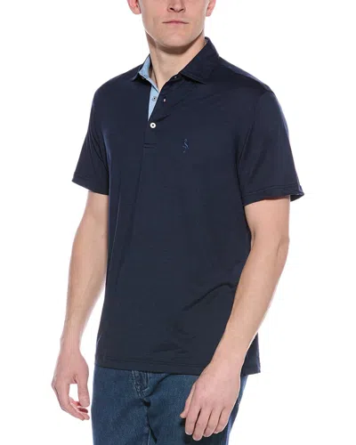 Tailorbyrd Melange Mesh Performance Polo Shirt In Navy
