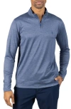 Tailorbyrd Mélange Mesh Performance Quarter Zip Pullover In Blue