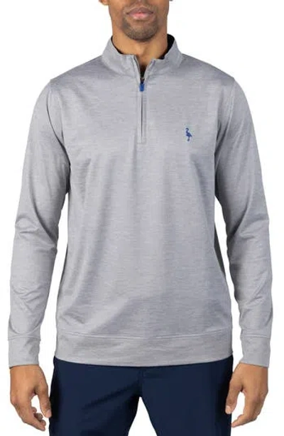 Tailorbyrd Mélange Mesh Performance Quarter Zip Pullover In Gray