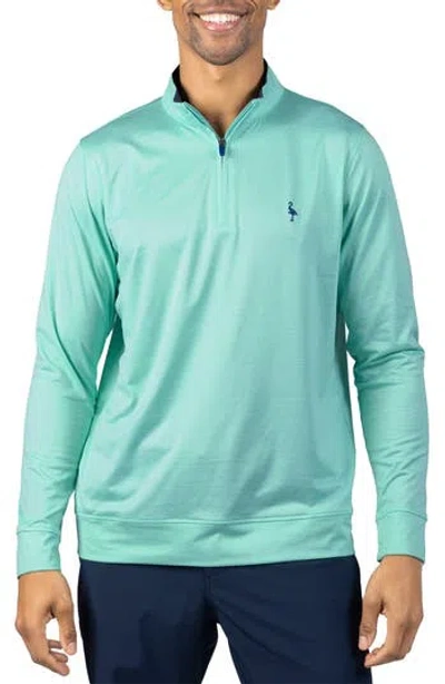 Tailorbyrd Mélange Mesh Performance Quarter Zip Pullover In Green