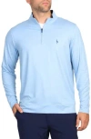 Tailorbyrd Mélange Mesh Performance Quarter Zip Pullover In Light Blue