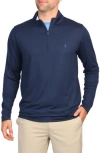 Tailorbyrd Mélange Mesh Performance Quarter Zip Pullover In Navy