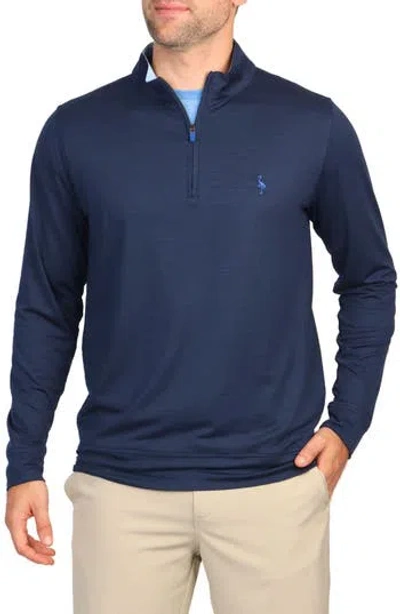 Tailorbyrd Mélange Mesh Performance Quarter Zip Pullover In Navy