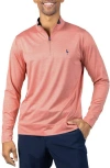 Tailorbyrd Mélange Mesh Performance Quarter Zip Pullover In Pink