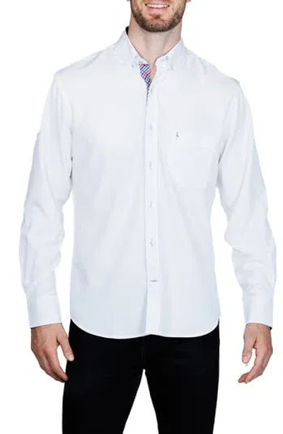 Tailorbyrd Mélange Performance Button Down Shirt In White