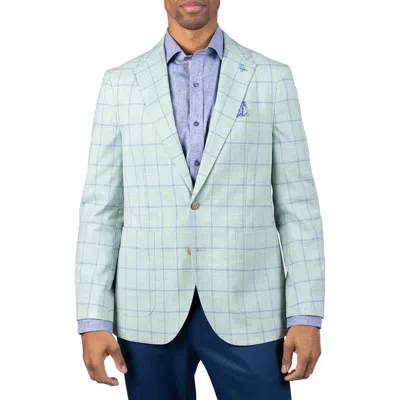 Tailorbyrd Mélange Yarn Dyed Windowpane Sport Coat In Green