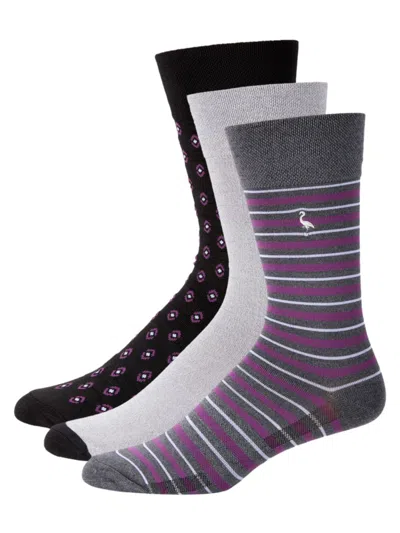 Tailorbyrd Men's 3-pack Assorted Dress Socks In Grey Multi