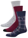 Tailorbyrd Men's 3-pack Assorted Dress Socks In Red Multi