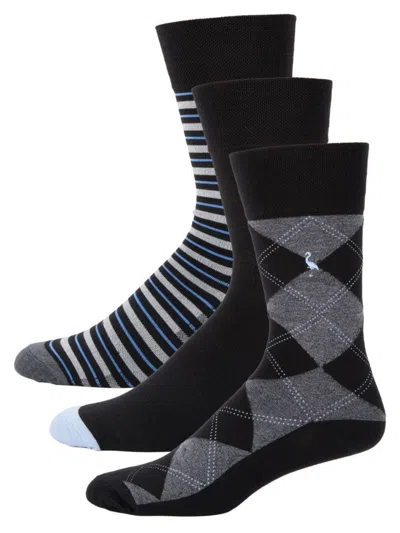 Tailorbyrd Men's 3-pack Crew Socks In Black Grey