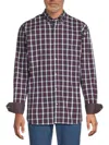 Tailorbyrd Men's Checked Long Sleeve Shirt In Burgundy