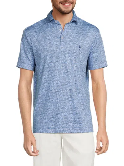 Tailorbyrd Men's Daisy Floral Performance Polo In Admiral Blue