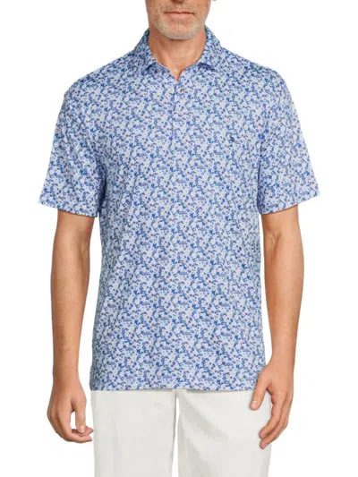 Tailorbyrd Men's Floral Performance Polo In Blue