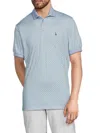 Tailorbyrd Floral Geo Performance Polo Shirt In Blue