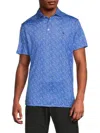 Tailorbyrd Abstract Floral Performance Polo Shirt In Blue