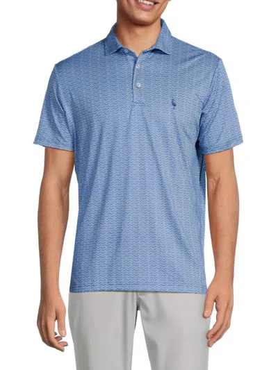 Tailorbyrd Men's Geometric Performance Polo In Blue