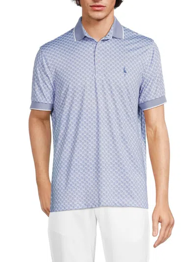 Tailorbyrd Men's Geometric Performance Polo In Blue White