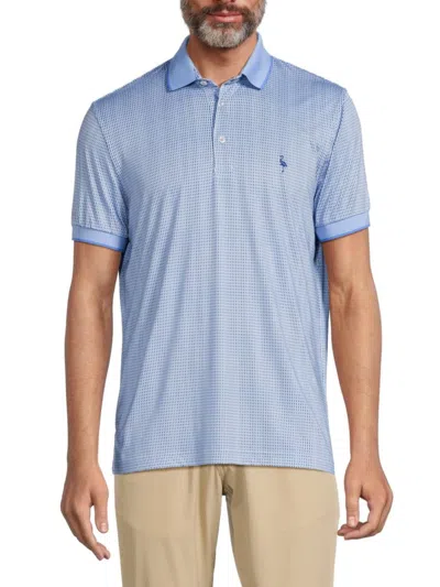 Tailorbyrd Men's Geometric Print Performance Polo In Blue White