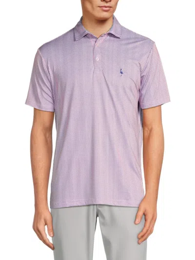 Tailorbyrd Men's Geometric Print Performance Polo In Blush Pink